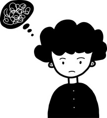 Anxious Overthinking Human Icon Minimal EPS Vector
