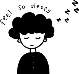 Sleepy Person Icon Black and White EPS Vector Illustration