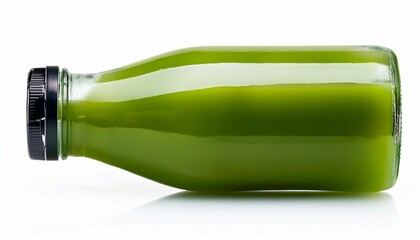Green Juice Bottle Smooth Glossy Isolated On Solid White Background Png Format