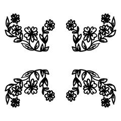 set of floral elements isolated on white background