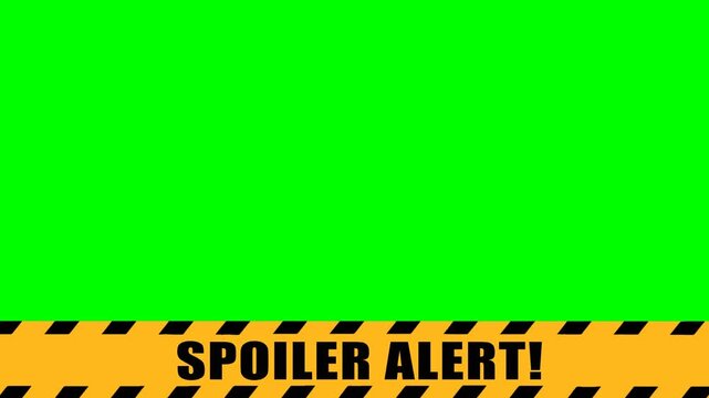 Spoiler alert animation on a green screen background for video content warnings and news graphics