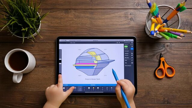 Colorful Design Concepts on a Tablet with Stationery