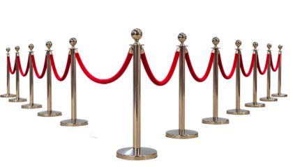 Elegant red velvet rope barricade creates exclusive VIP event atmosphere, ideal for grand openings or premieres