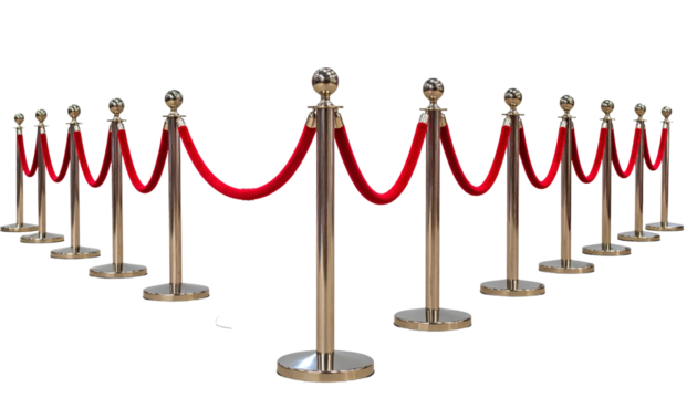Elegant red velvet rope barricade creates exclusive VIP event atmosphere, ideal for grand openings or premieres