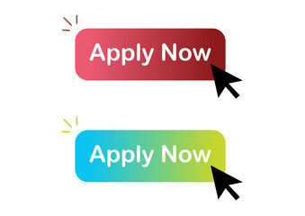 Apply Now Button Click With Cursor Pointer Arrow Modern Illustration Design Isolated Stock Illustration