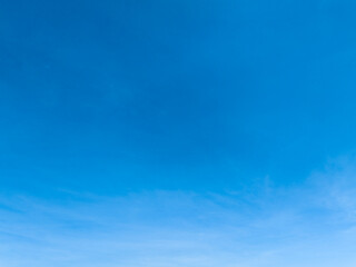 A true blue sky with clouds on the horizon. Aerial photography