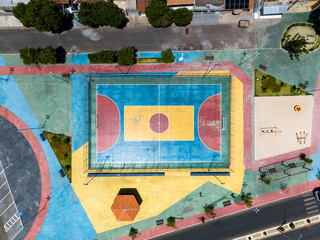 Aerial view of newly opened multi-sports court