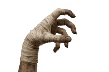 Mummy hand reaching, a creepy undead monster from ancient egypt for halloween horror concepts and scary themes