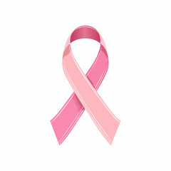 Stylized pink breast cancer awareness ribbon featuring light and dark shades with crisp white outlines.