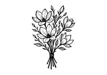 Magnolia blossom hand drawn simple sketch vector illustration