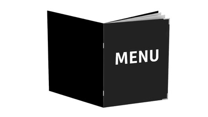 Vector illustration of a black menu book open, isolated on transparent background 