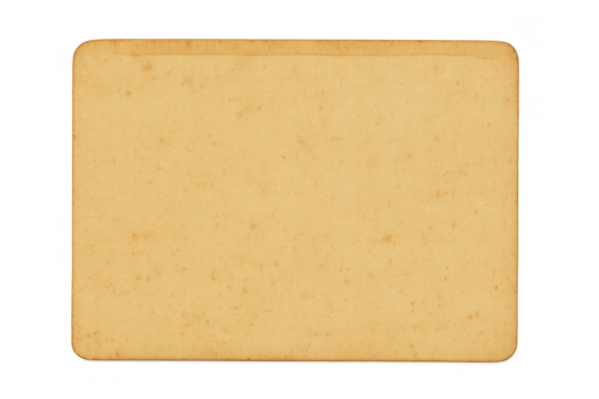 Blank old paper sheet with rounded corners, empty antique parchment texture template on transparent background