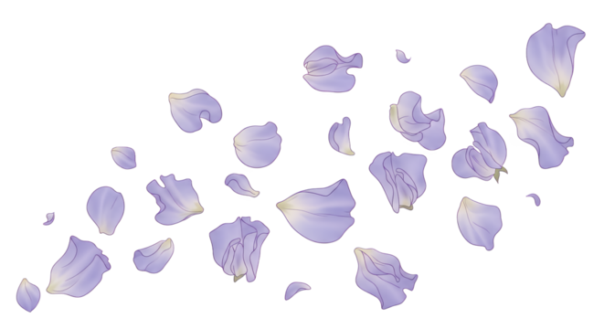 Delicate light purple petals scattered in a gentle breeze, creating a whimsical and ethereal floral pattern