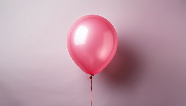 Pink Balloon With Red String A Single Vibrant Pink Balloon Floats Against A Clean Background Tied With A Long Thin Red String A Simple Yet Cheerful Image Perfect For Celebration Themes