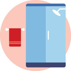 Shower: An overhead shower spraying water to symbolize a cleansing routine.