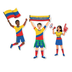Colombia Sport Soccer Fans Vector Illustration