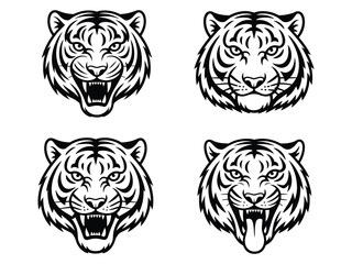 Tiger Head Vector, Design Featuring Bold Stripes, Strong Facial Details and Fierce Expression Ideal for Branding, Prints and Mascot Artwork