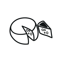 Cheese slice. Vector black outline on a white background.
