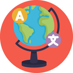 A globe representing worldwide languages and global communication.