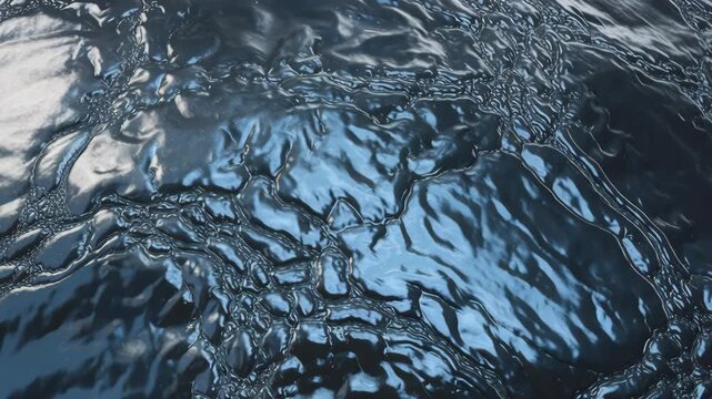 Close-up of highly textured, reflective, solid surface resembling cobalt ore or cast metal. Concept of metal, solidity, abstract, and texture.