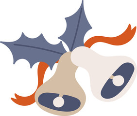 Festive Bells with Holly Leaves