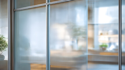 Glass Partition: A modern glass partition subtly divides space, offering a transparent yet refined separation, reflecting a sense of elegance and open design.
