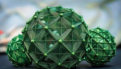 Cluster Of Green Wire Spheres