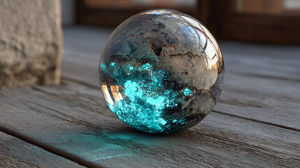 A luminous glowing sphere radiating soft, vibrant light, creating an ethereal, futuristic atmosphere with smooth gradients and ambient reflections.