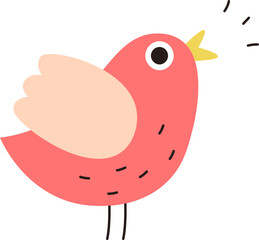 Chirping Bird with Simple Lines