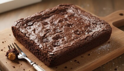 A delicious chocolate brownie square baked to perfection