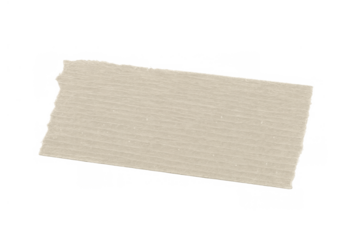Beige adhesive sticky tape piece for office stationery, arts and crafts, or repairs on a transparent background