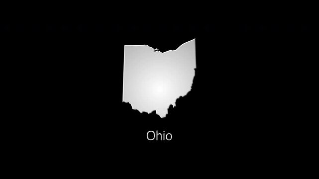 Ohio animated map sequence on black background