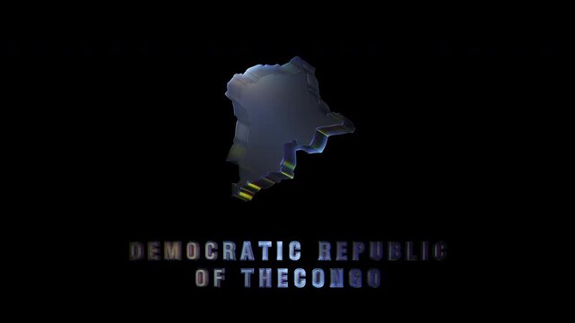 Rotating hologram of democratic republic of congo map on black background