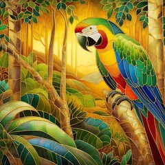 Obraz premium colorful parrot on a branch