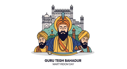 Guru Tegh Bahadur Martyrdom Day Illustration with Golden Temple