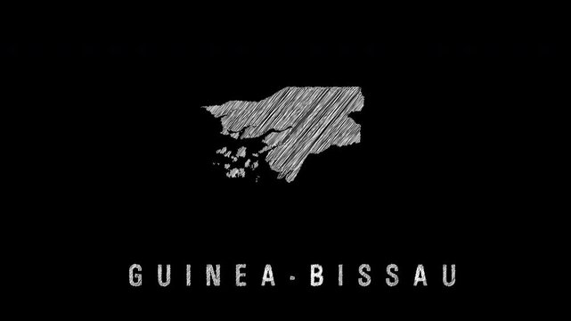 Guinea bissau animated scribble map sketch on black background