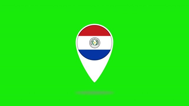 Paraguay flag marker bouncing on green screen