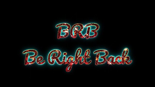 Be Right Back Neon Text Animation, Neon BRB Glowing Sign Effect, Cyan Neon Be Right Back Light Animation