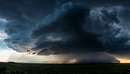 Fototapeta premium The Sky Is Dark And Cloudy With A Storm Brewing In The Distance