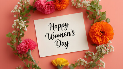 Celebrating Women's Day with colorful flowers and heartfelt messages on a bright background