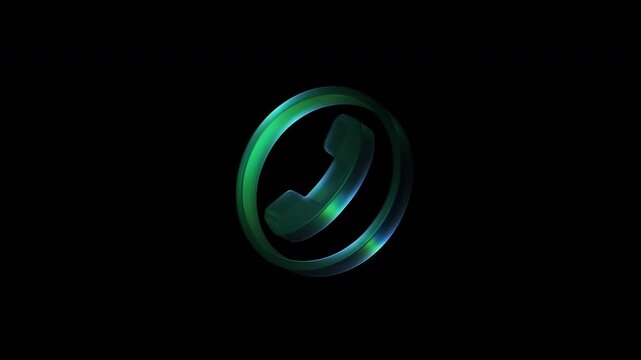 Green phone rotating icon on black background