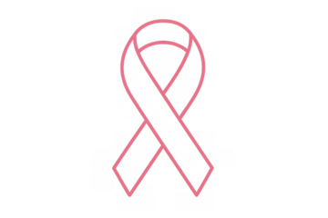 Pink ribbon outline showing breast cancer awareness, support, health, and a charity symbol on transparent background