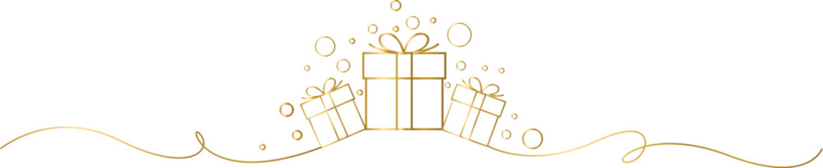 Gold Line Art Christmas Gifts Doodles Festive Decoration