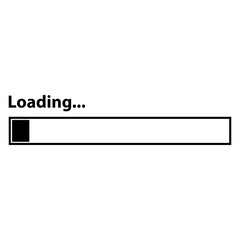 Black Loading Progress Bar with Text Status Icon for Website Interface Design