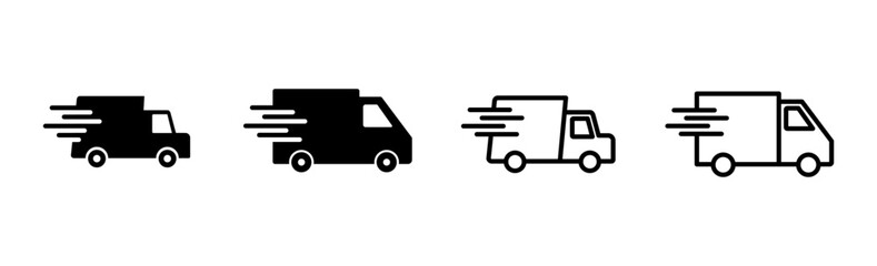 Fast shipping delivery truck icon set. Delivery truck icon. fast delivery icon