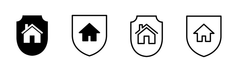 Home insurance icon set. home protection icon
