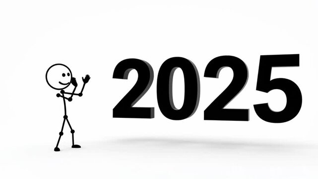Stick Figure Pushing Numbers - A Conceptual Journey to 2025.