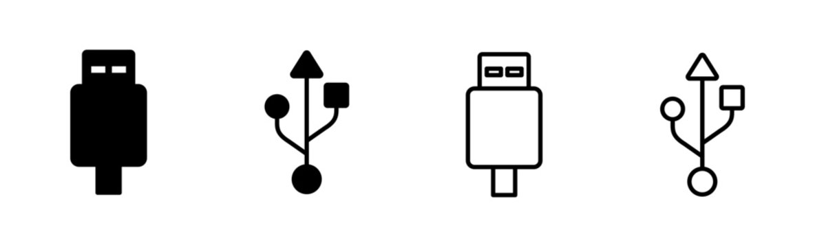Usb icon set. Flash disk icon vector