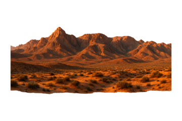 Arid Desert Mountain Range Isolated on a Transparent Background