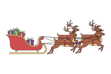 Reindeer sleigh gifts christmas holiday santa claus winter joy on white background